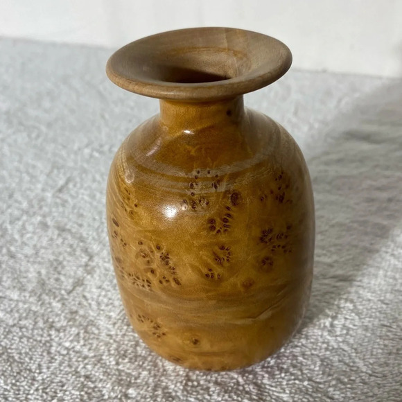 Vintage Hand Turned Burl Wood Vase - Picture 1 of 13